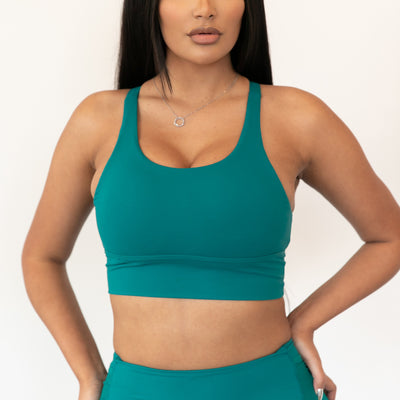 She’s So Sculpted Sports Bra- Peacock