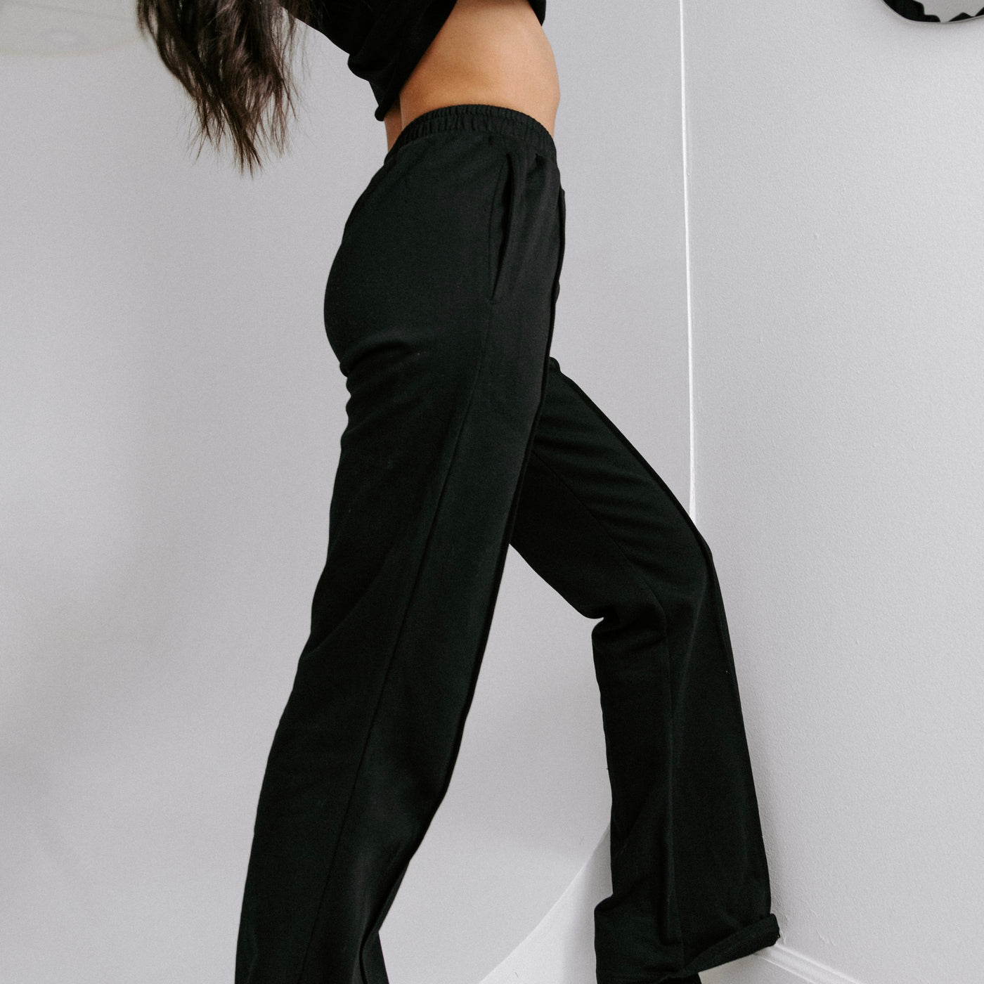 She So Comfy- Black V-Waist Sweats